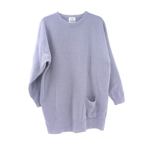 Together Sweaters - TOGETHER! Vintage 80s Blue Lambswool Oversized Pocket Sweater Size Large